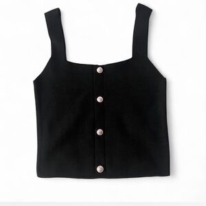 Black Button-Front Women's Top